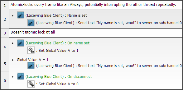 Shows a global value being used to store whether the name was set or not, and global value is checked instead of Client has a name.