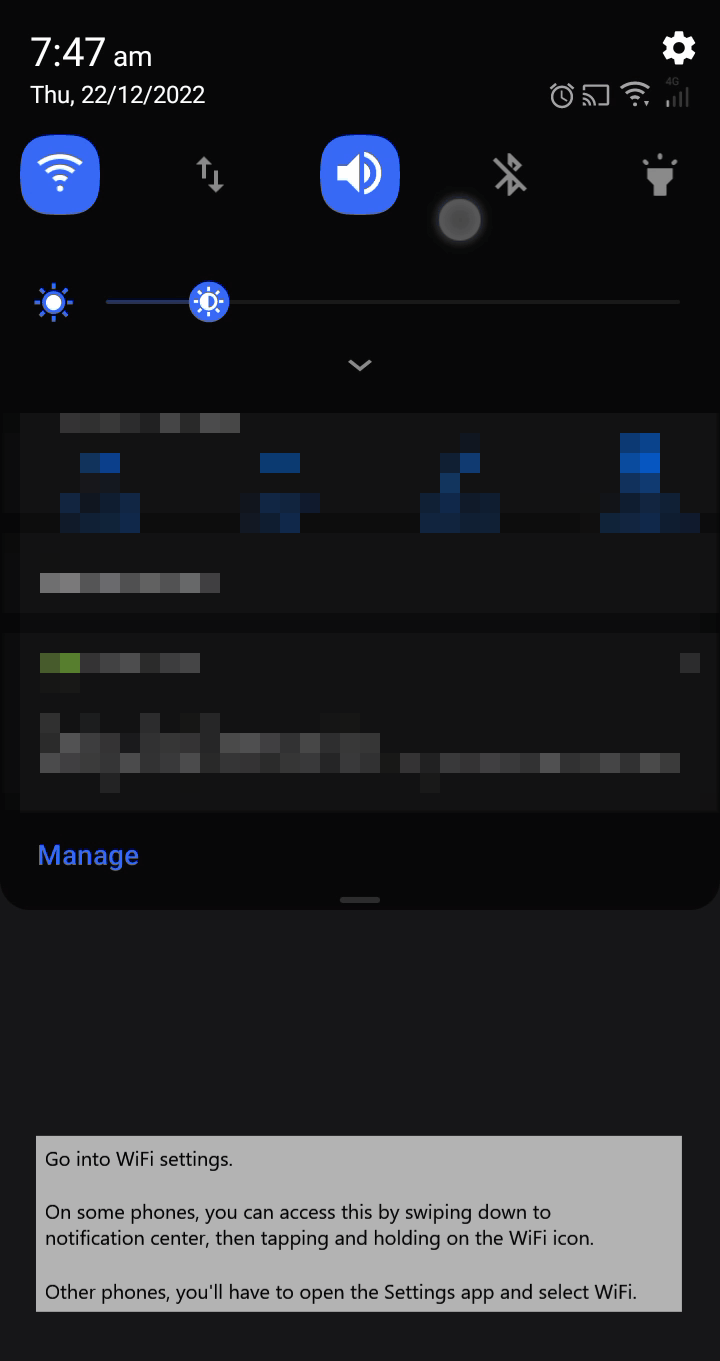 GIF showing Android phone. Go into WiFi settings. Select WiFi. Should show local IP or LAN IP address. It should also show whether to randomize or use device MAC. You want to use device MAC.